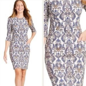 J. McLaughlin Catalyst Bainbridge Dress - Vintage Brocade - Blue/White - Size XL